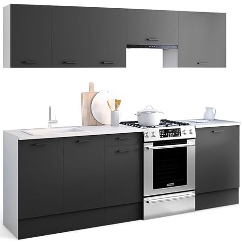 IDMarket - Komplette Küche, 240 cm, subtil mit Arbeitsplatte, 7 Elemente, weiß und grau IDMarket - Komplette Küche, 240 cm, subtil mit Arbeitsplatte, 7 Elemente, weiß und grau von IDMarket