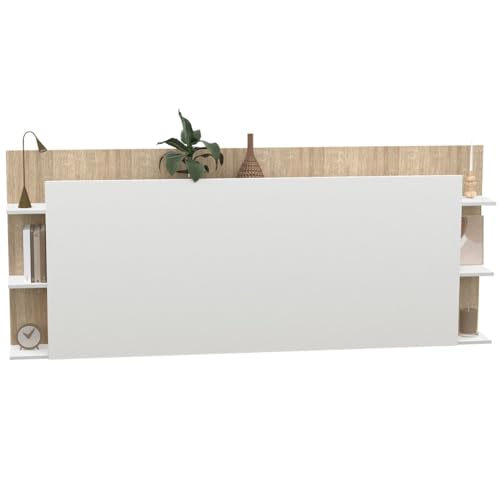 IDMarket - Kopfteil für Betten mit 140 und 160 cm, mit Fächern in Weiß und Holz IDMarket - Kopfteil für Betten mit 140 und 160 cm, mit Fächern in Weiß und Holz von IDMarket