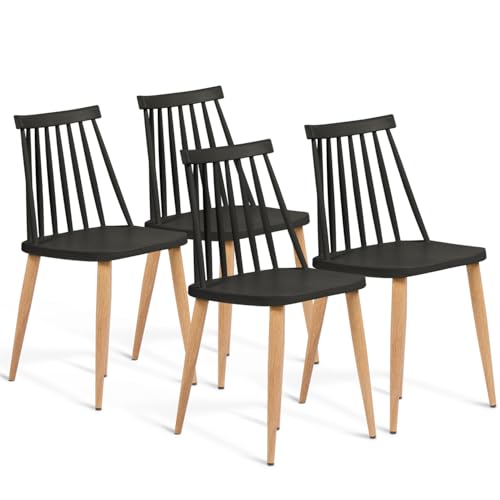 IDMarket - Set mit 4 Stühlen Lily, Schwarz, für Esszimmer von IDMarket