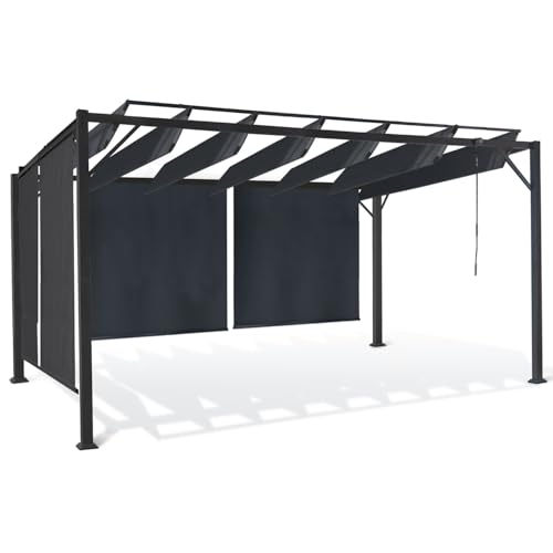 IDMarket - Pergola Luxe Edition, verstellbare Lamellen, 3 x 3 m und 4 Jalousien, Anthrazitgrau von IDMarket
