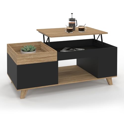 IDMarket - Rechteckiger Couchtisch, hochklappbare Platte und abnehmbare Platte mit Truhe Lola, Holz und Schwarz IDMarket - Rechteckiger Couchtisch, hochklappbare Platte und abnehmbare Platte mit Truhe Lola, Holz und Schwarz von IDMarket