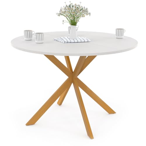 IDMarket - Runder Esstisch Gisele 4-6 Personen Fuß Spinne Holz Tablett Weiß 110cm von IDMarket