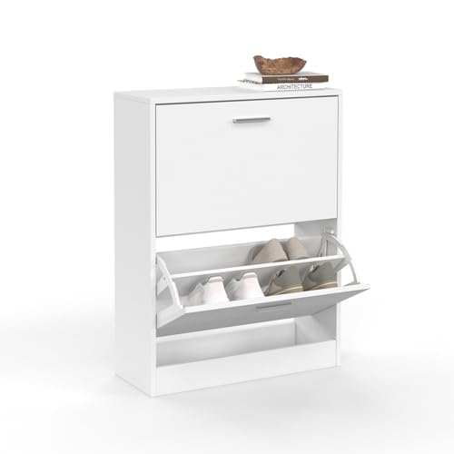 IDMarket - Schuhschrank KLARK 12 Paar 2 Türen weiß von IDMarket