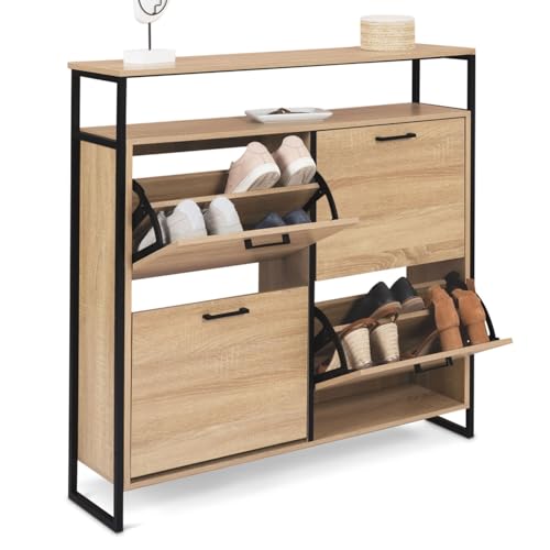 IDMarket - Schuhschrank Luis 16 Paar 4 Türen mit oberem Regal im industriellen Design IDMarket - Schuhschrank Luis 16 Paar 4 Türen mit oberem Regal im industriellen Design von IDMarket