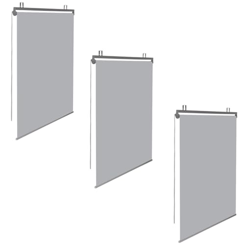IDMarket - Set mit 3 Rollos, L 124 x H 225 cm, für Pergola, Hellgrau von IDMarket