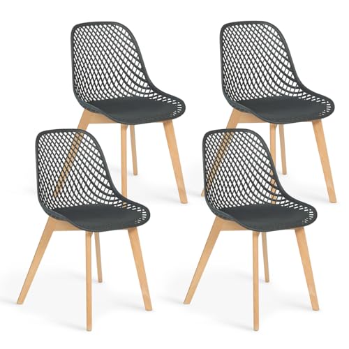 IDMarket - Set mit 4 Stühlen Mandy, Grau, für Esszimmer von IDMarket