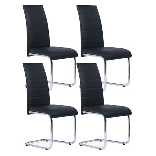 IDMarket - Set mit 4 Stühlen Mia, Schwarz, für Esszimmer von IDMarket