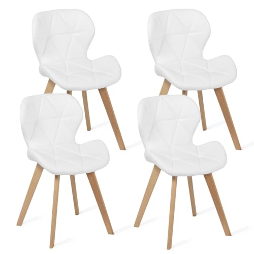 IDMarket - Set mit 4 Stühlen aus Polyurethan, weiß, für Esszimmer von IDMarket