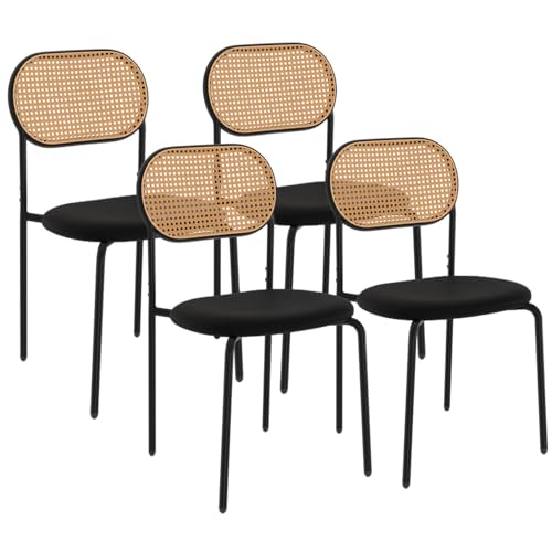 IDMarket - Set mit 4 Vintage-Stühlen Clotilde aus schwarzem Metall und Rückenlehne, für Esszimmer von IDMarket