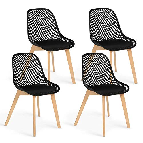 IDMarket – Set mit 4 schwarzen Mandy-Stühlen für Esszimmer von IDMarket