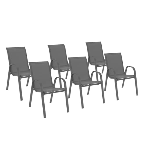 IDMarket - Set mit 6 Gartenstühlen LYMA aus Metall und Textilene, stapelbar, Anthrazitgrau IDMarket - Set mit 6 Gartenstühlen LYMA aus Metall und Textilene, stapelbar, Anthrazitgrau von IDMarket