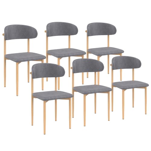 IDMarket - Set mit 6 skandinavischen Celestine-Stühlen aus hellgrauem Stoff, melierte Optik, für Esszimmer von IDMarket