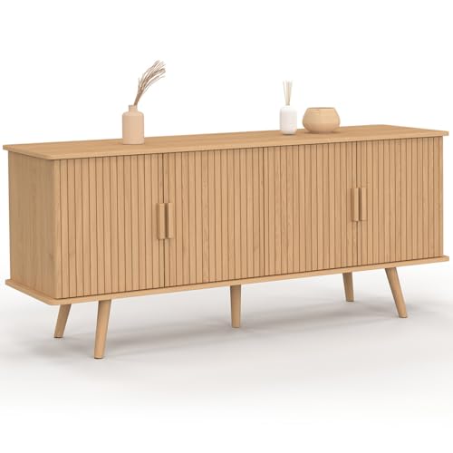 IDMarket - Sideboard 140 cm Juliette 4 Türen Latten Holz Farbe Eiche IDMarket - Sideboard 140 cm Juliette 4 Türen Latten Holz Farbe Eiche von IDMarket