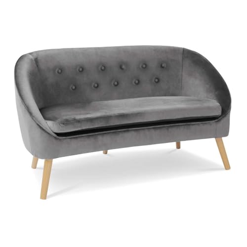 IDMarket - Sofa Bank aus Velours, Sonia, grau von IDMarket