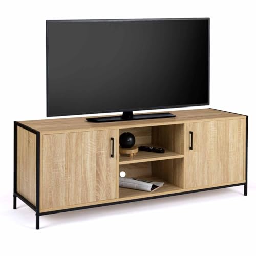 IDMarket - TV-Bank, 140 cm, 2 Türen, industrielles Design von IDMarket