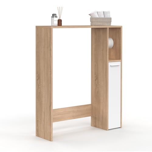 IDMarket - WC-Oberschrank Wallis mit Schrank in Buche-Optik und Weiß von IDMarket