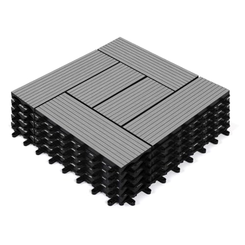 IDMarket - WODHY Terrassenfliesen Mosaik Klickfliesen Holzverbundwerkstoff grau 30 x 30 cm 5 Stück von IDMarket