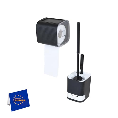 IDOBY 2-teiliges Badezimmer-Set,Toilettenbürstenhalter Set, Wc Bürstengarnitur mit Toilettenpapierhalter, Klobürste und Klopapierhalter, Wc Ständer mit Toilettenpapierhalter und Bürste von IDOBY