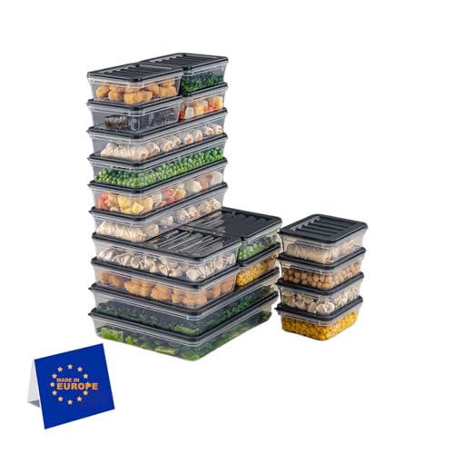 IDOBY Stapelbare Frischhaltedosen, Vorratsdosen-Set, Gefrierfach & Kühlschrank Organizer mit Deckel, Frostfest bis -25°C, Wiederverwendbare Aufschnittboxen (18 Gemischt) von IDOBY