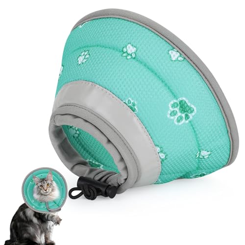 IDOGCHEW Faltbarer Weicher Schutzkragen Katze, Katzenkragen für Operation und Verletzungen (Grün, M) von IDOGCHEW