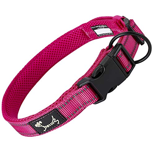 IDOGCHEW Hundehalsband Verstellbare und Reflektierend, Atmungsaktives Nylon Weich Gepolstertes Halsband, Mehrere Größen für Kleine Mittel Große Hunde (Rosa, S) von IDOGCHEW