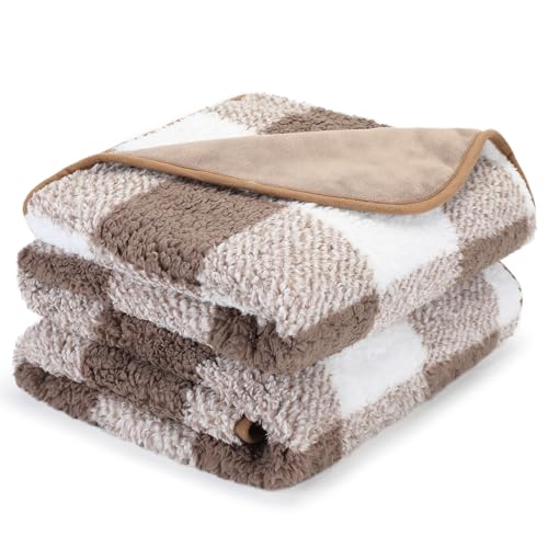 IDOGCHEW Hundedecke Wasserdicht 152x127 cm, Flauschige Flanell & Sherpa Haustier Decke, Geeignet für Mittelgroße und Große Hunde, Maschinenwaschbar - Braun von IDOGCHEW
