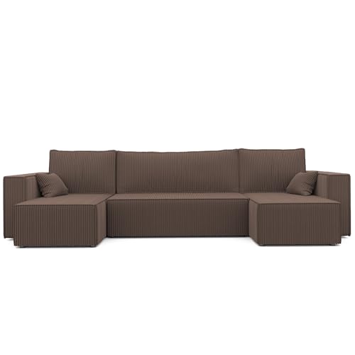 IDOHOME 312x145 Cord Wohnlandschaft U Form mit Schlaffunktion (268x125) und Bettkasten - Sofa U Form mit Schlaffunktion von IDOHOME