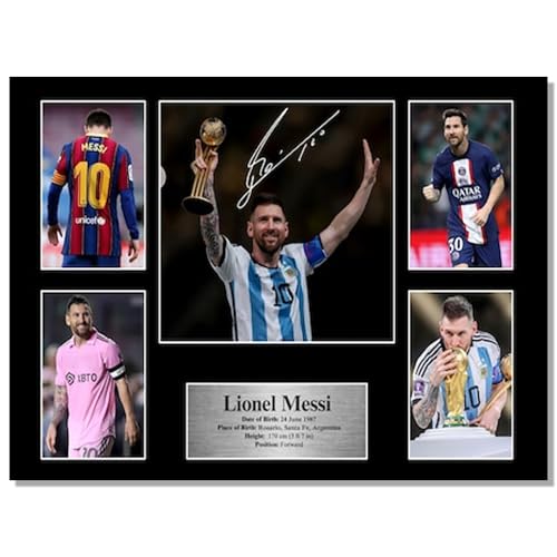 Superstar Messi signiertes Poster für Kinder-Fans, Zimmer, Schlafzimmer, Wanddekoration, amerikanischer Fußball, Poster, Leinwand-Kunstdruck, Bild für Teenager, Jungen, Geburtstagsgeschenke von IDOLUSTER