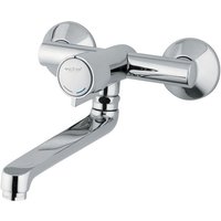 Waschtisch-/Spültisch-Wandbatterie Serie MINIMAL mit Druckknopfsteuerung und schwenkbarem Auslauf 140 mm - Idral von IDRAL