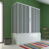 3-Seitiger Badewannenaufsatz in pvc mit Faltduschtür zentral 70x170x70 cm weiss mod. Flex von FORTE