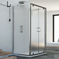 Duschkabine 3-seitig Saloon Strukturglas h 185 mod. Sintesi Trio 2 Türen 70x100x70 cm von IDRALITE
