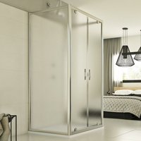 Duschkabine 3-seitig Strukturglas h 198 mod. Cristal Trio 2 Türen 80x100x80 cm von IDRALITE