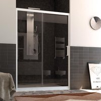 Duschtür Nische in pvc weisses Profil h 200 mod. Glax 1 Tür 100 cm Klarglas von IDRALITE