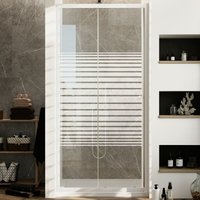 Duschtür Weiss mit Milchglas Streifen h 185 mod. Blanc 130 cm von IDRALITE