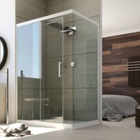 Idralite - Eck-Duschkabine in pvc weisses Profil h 200 mod. Glax 70x150 cm Klarglas von IDRALITE