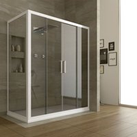 Idralite - Eck-Duschkabine in pvc weisses Profil h 200 mod. Star 2 Türen 80x160 cm Klarglas von IDRALITE