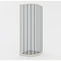 Faltwand Duschkabine Viertelkreis weiße PVC H 185 cm Mod. Loto mit seitlicher Öffnung 80x80 cm von IDRALITE