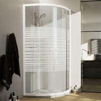 Idralite - Halbrund Duschkabine weiss mit Milchglas Streifen h 185 mod. Blanc 90x90 cm von IDRALITE