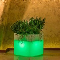 Tekcnoplast - Harz-Blumentopf Cube mit Led h40 40x40 grüner Lampe von TEKCNOPLAST