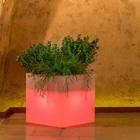 Harz-Blumentopf Cube mit Led h40 40x40 roter Lampe von TEKCNOPLAST