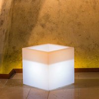 Harz-Blumentopf Cube mit Led h40 40x40 weisser Lampe von TEKCNOPLAST