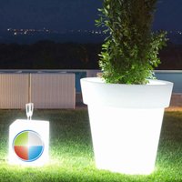 Tekcnoplast - Harz-Blumentopf mit Led h 45 mod . Begonia Rund Led multicolor von TEKCNOPLAST