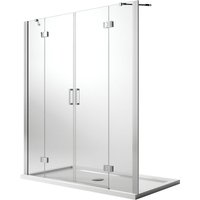 Idralite - Duschtür saloon Klarglas mit antikalk h 190 mod. Flip Anta + Anta 155 cm von IDRALITE