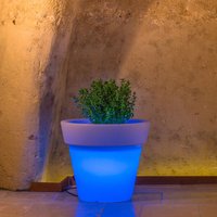 Leuchtender Blumentopf für den Aussenbereich Durchmesser 80 cm mod. Gemma blaues Licht von TEKCNOPLAST