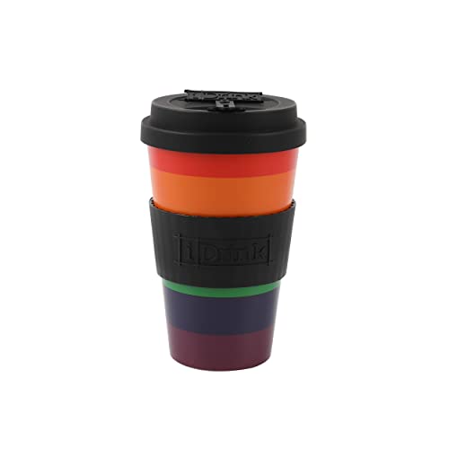 IDRINK®- RPET-Kaffeebecher mit Silikonverschluss zum Öffnen, leicht zu tragen 435 ml Becher zum Mitnehmen aus recyceltem Kunststoff 8,7 x 8,7 x 15 cm 435 ml (LOVE IS LOVE) von IDRINK