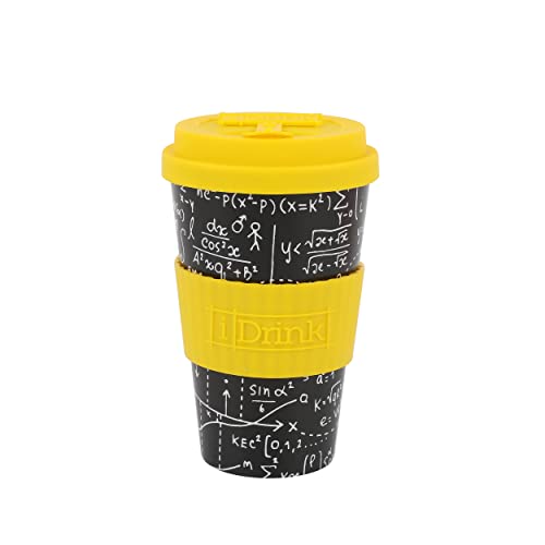 IDRINK®- RPET-Kaffeebecher mit Silikonverschluss zum Öffnen, leicht zu tragen 435 ml Becher zum Mitnehmen aus recyceltem Kunststoff 8,7 x 8,7 x 15 cm 435 ml (MATH) von IDRINK