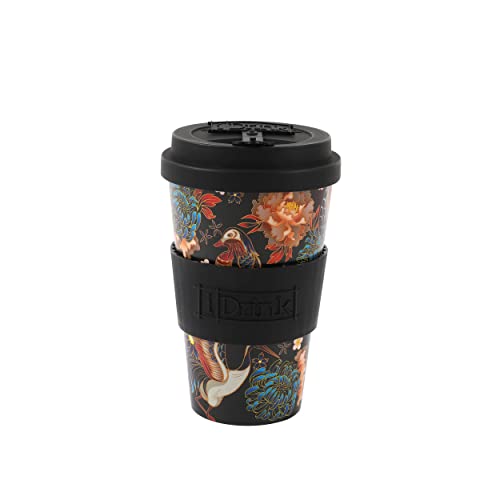 IDRINK®- RPET-Kaffeebecher mit Silikonverschluss zum Öffnen, leicht zu tragen 435 ml Becher zum Mitnehmen aus recyceltem Kunststoff 8,7 x 8,7 x 15 cm 435 ml (NATURE) von IDRINK