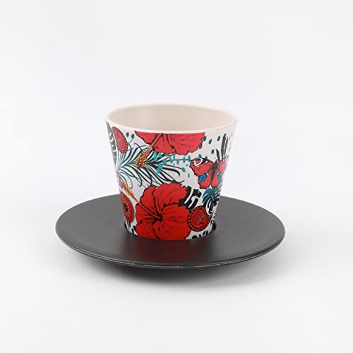 IDRINK® - Set aus Tasse, Untertasse und Löffel aus RPET | Ausgezeichnetes sympathisches, umweltfreundliches Geschenk Kapazität 90 Milliliter 7 x 7 x 7 Zentimeter (BUTTERFLY) von IDRINK