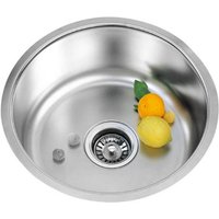 Idro Bric - Spülbecken Rund Spüle Edelstahl Einbauspüle Spüle Küchenspüle (Rundspüle 41cm mit Überlauf inkl.Syphon Set) von IDRO BRIC
