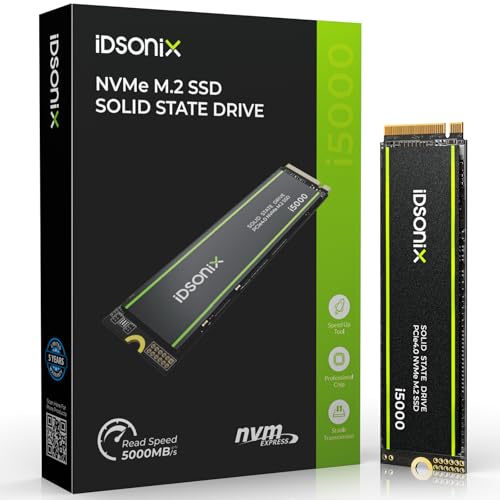 iDsonix SSD 1TB M.2 NVMe PCIe Gen4 Interne SSD, 5000 MB/s Lesen, 3500 MB/s Schreiben, Kompatibel mit Laptop und Desktop, SSD Festplatte für Gaming und Grafikbearbeitung - i5000 iDsonix SSD 1TB M.2 NVMe PCIe Gen4 Interne SSD, 5000 MB/s Lesen, 3500 MB/s Schreiben, Kompatibel mit Laptop und Desktop, SSD Festplatte für Gaming und Grafikbearbeitung - i5000 von IDSONIX SMART INTERACTIVE